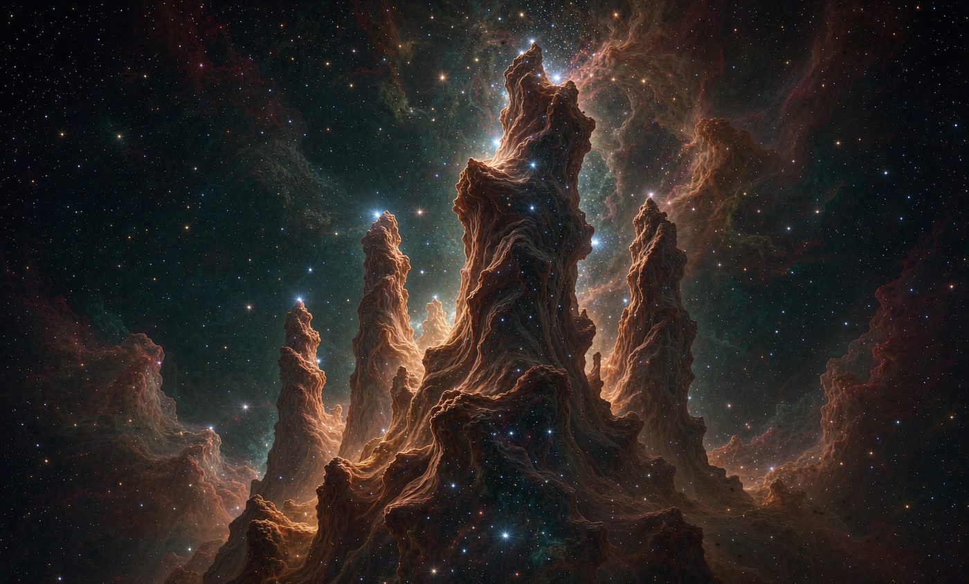 船底座星云中的尘埃柱