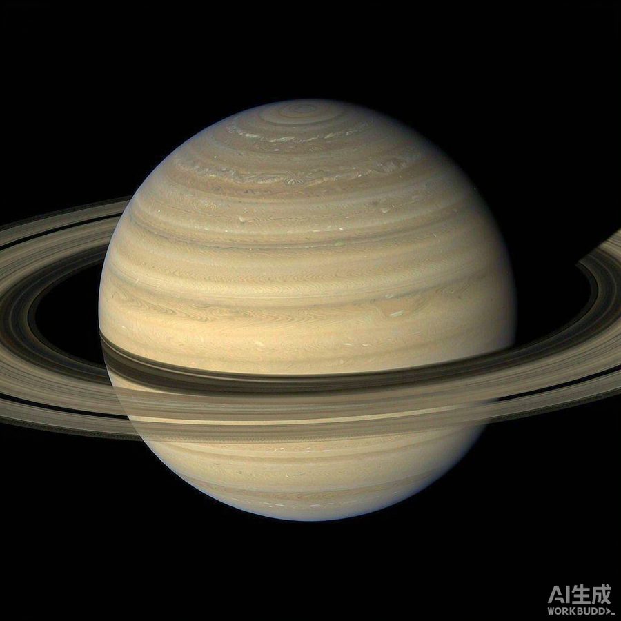 土星与它标志性的环系统，环面可见卡西尼环缝
